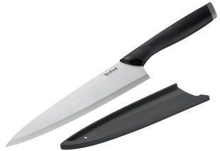 Кухонний ніж кухарський Tefal Comfort, 20см, з чохлом, нержавіюча сталь, пластик, чорний