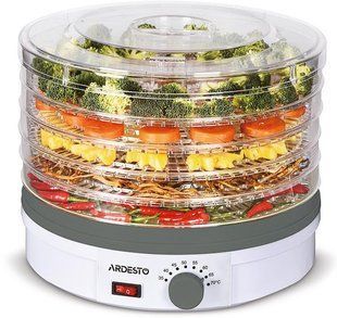 Сушарка для продуктів ARDESTO FDB-5320, 245Вт, піддонів -5x3см, діаметр-32см, макс-70°С, рег.темп, пластик , білий